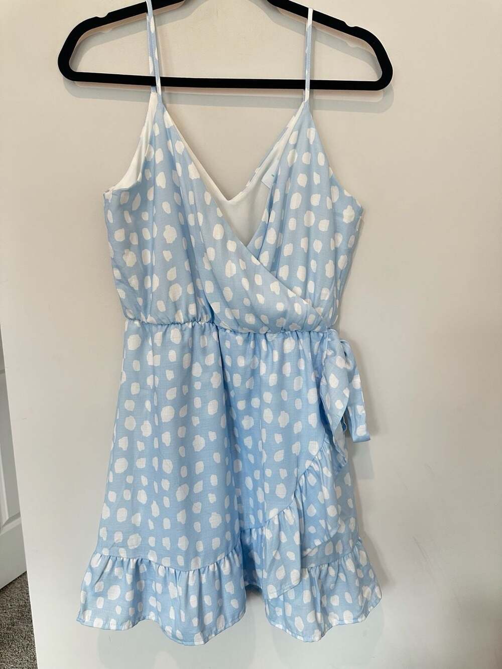 Shop The Mint Dancing Delights Mini Dress Size S Blue White Polka Dot